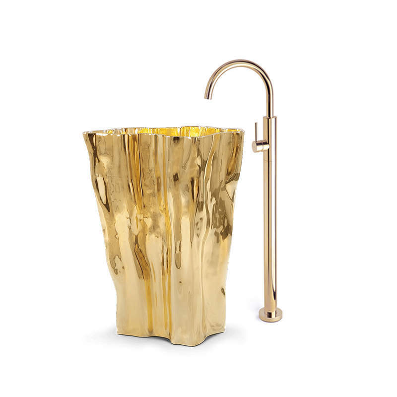 حوض غسيل من الفولاذ المقاوم للصدأ باللون الذهبي