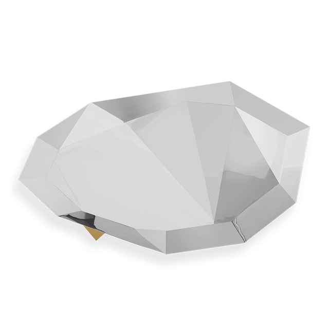 تصميم خاص على شكل طاولة قهوة فنية فضية غير منتظمة الشكل