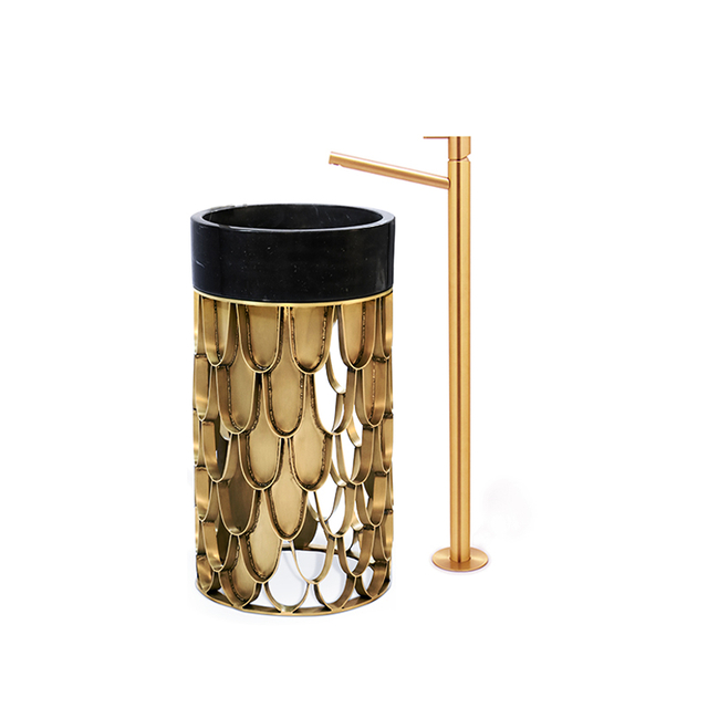 حوض غسيل للحمام مصنوع من الفولاذ المقاوم للصدأ على شكل ذهبي