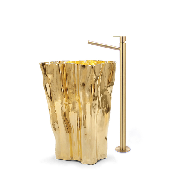 حوض غسيل من الفولاذ المقاوم للصدأ باللون الذهبي